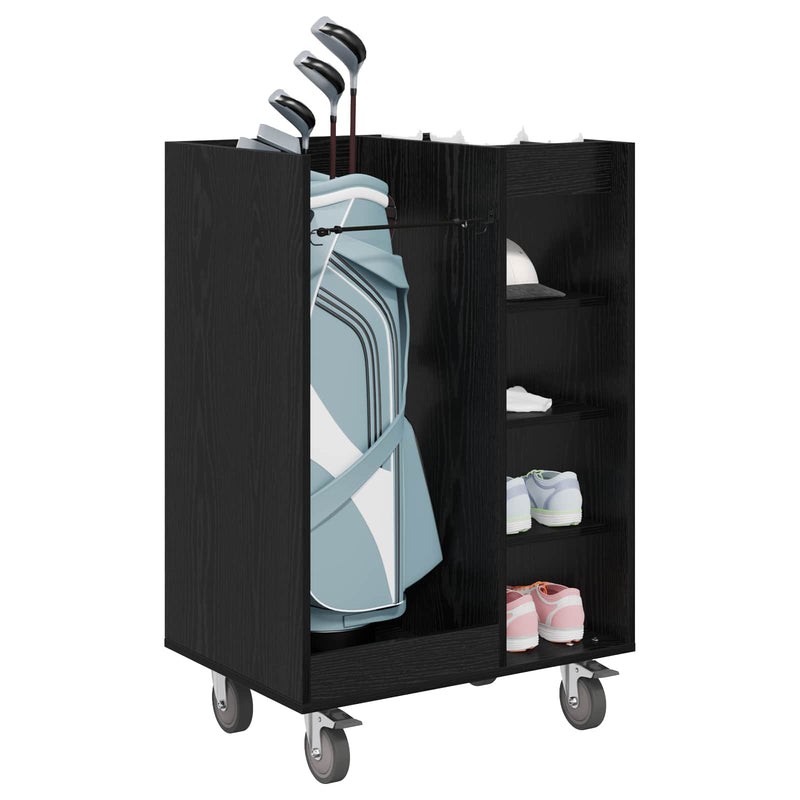 Load image into Gallery viewer, Vidaxl golfkast met wiel effen zwart eiken 65 x 45 x 98 cm