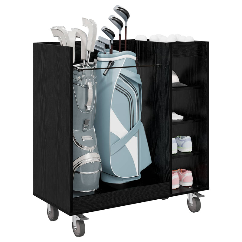 Load image into Gallery viewer, Vidaxl golfkast met wiel effen zwart eiken 90 x 45 x 98 cm