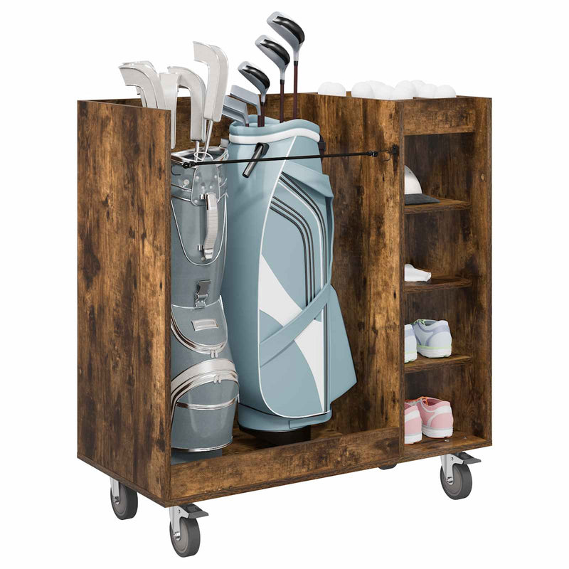 Load image into Gallery viewer, Vidaxl golfkast met wiel effen gerookt eiken 90 x 45 x 98 cm