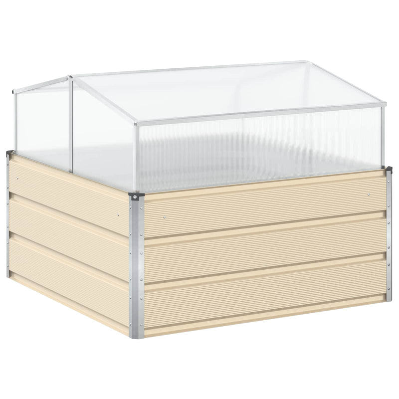 Load image into Gallery viewer, Vidaxl plantenbak ivoor 100 x 100 x 77 cm gegalvaniseerd staal