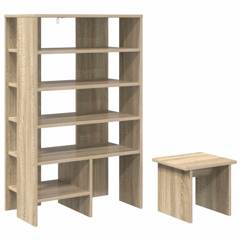 Load image into Gallery viewer, Vidaxl schoenenkast met plank 2 pcs sonoma eiken bewerkt hout