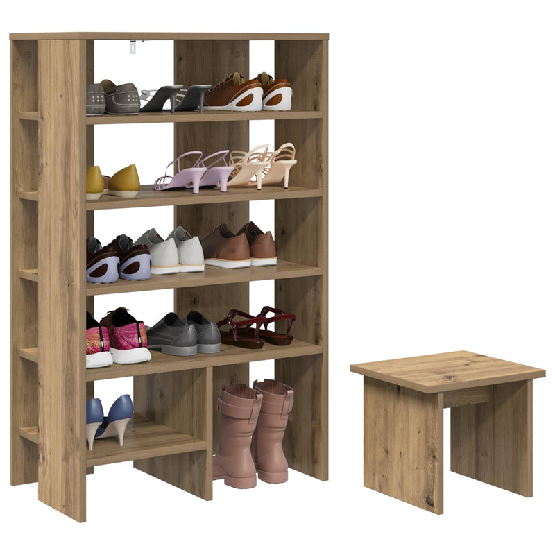 Load image into Gallery viewer, Vidaxl schoenenkast met plank 2 pcs artisan eiken bewerkt hout