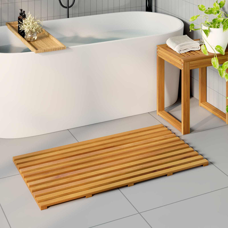 Load image into Gallery viewer, Vidaxl badmat effen bruin 100 x 53 cm hout