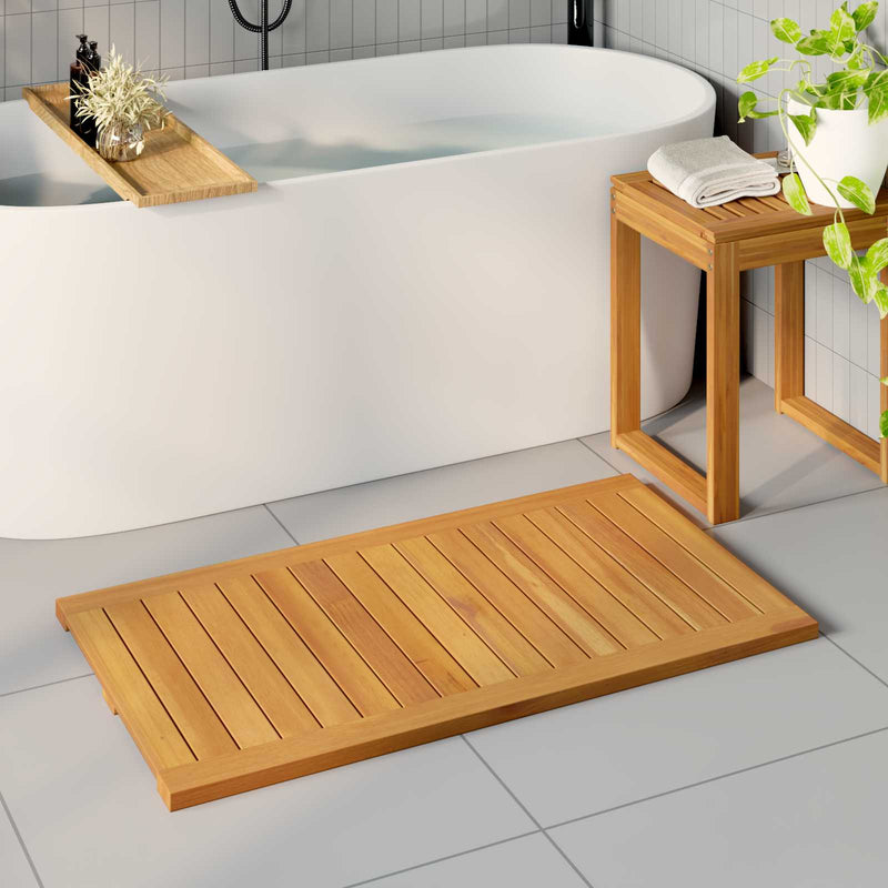 Load image into Gallery viewer, Vidaxl badmat effen bruin 100 x 55 cm hout