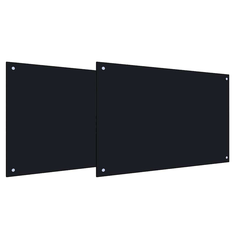 Load image into Gallery viewer, Vidaxl keuken spatscherm 2 pcs zwart 90 x 50 cm gehard glas