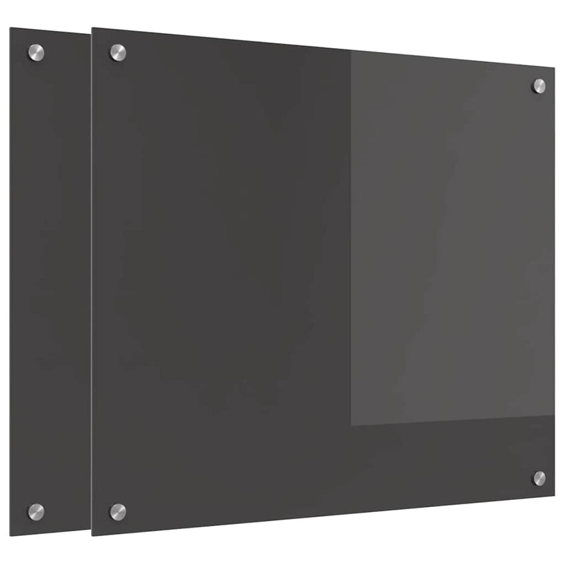 Load image into Gallery viewer, Vidaxl keuken spatscherm 2 pcs donkergrijs 70 x 60 cm gehard glas