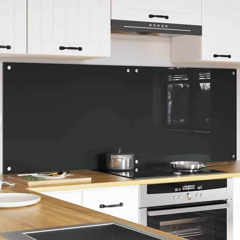 Load image into Gallery viewer, Vidaxl keuken spatscherm 2 pcs donkergrijs 80 x 60 cm gehard glas