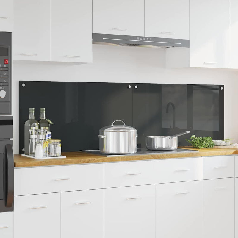 Load image into Gallery viewer, Vidaxl keuken spatscherm 2 pcs donkergrijs 90 x 50 cm gehard glas