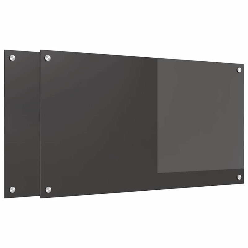 Load image into Gallery viewer, Vidaxl keuken spatscherm 2 pcs donkergrijs 90 x 50 cm gehard glas