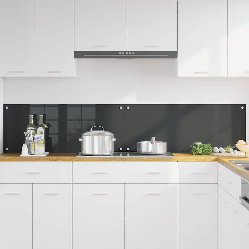 Load image into Gallery viewer, Vidaxl keuken spatscherm 2 pcs donkergrijs 100 x 40 cm gehard glas