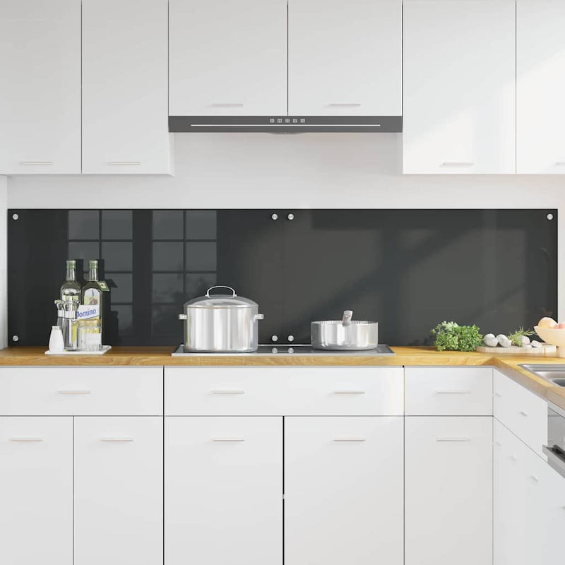 Load image into Gallery viewer, Vidaxl keuken spatscherm 2 pcs donkergrijs 100 x 50 cm gehard glas
