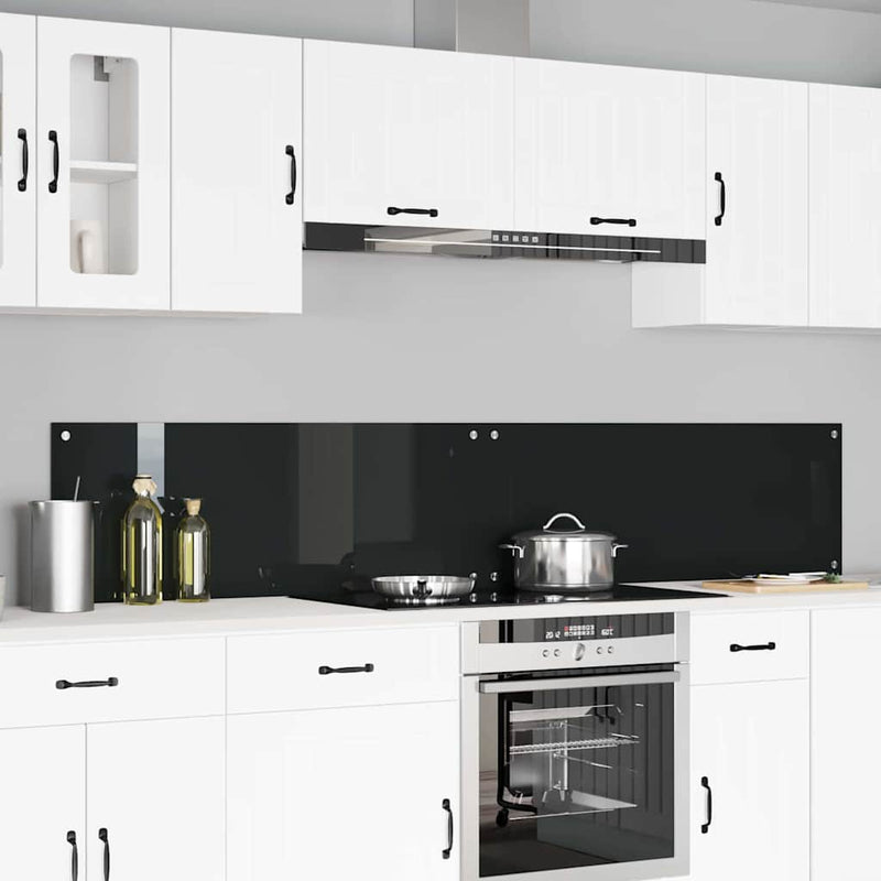 Load image into Gallery viewer, Vidaxl keuken spatscherm 2 pcs zwart 110 x 40 cm gehard glas
