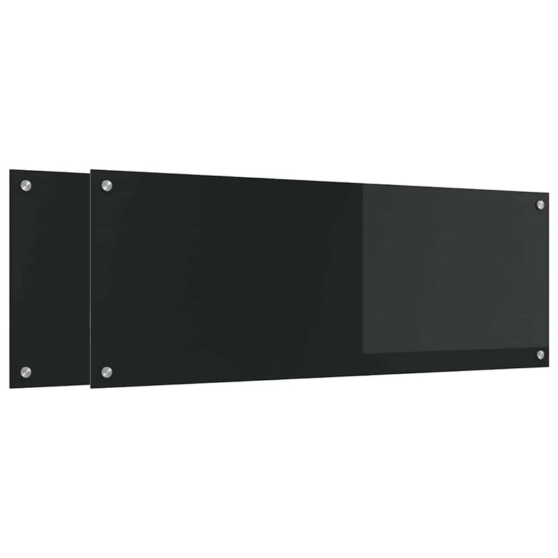 Load image into Gallery viewer, Vidaxl keuken spatscherm 2 pcs zwart 110 x 40 cm gehard glas