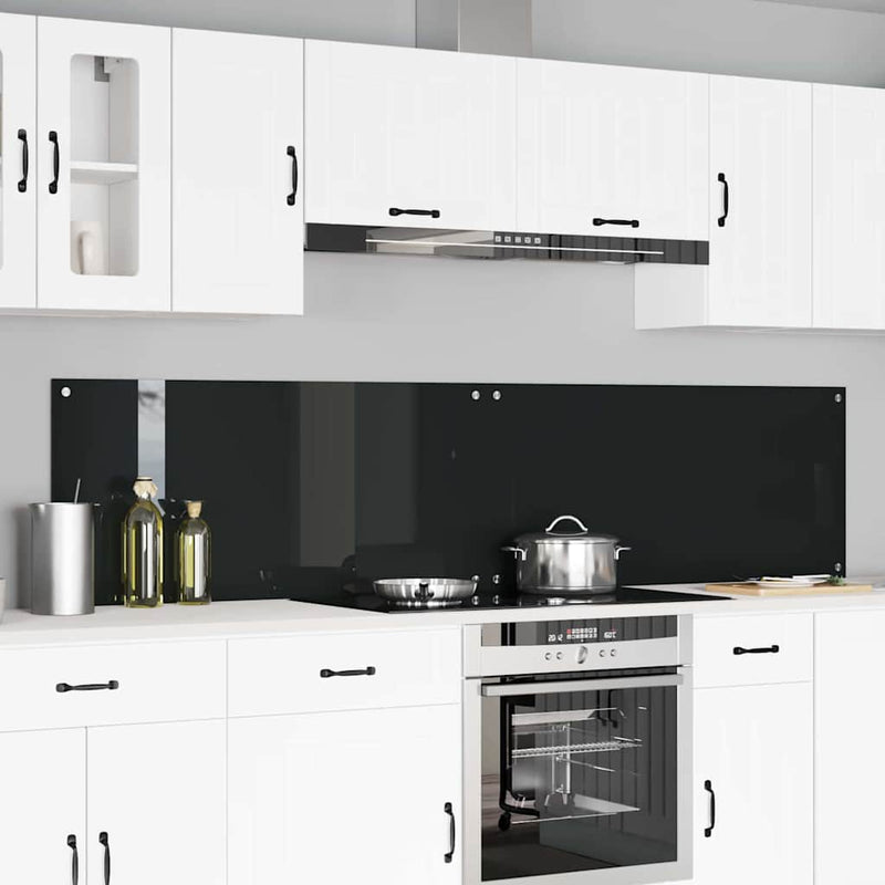 Load image into Gallery viewer, Vidaxl keuken spatscherm 2 pcs zwart 110 x 50 cm gehard glas
