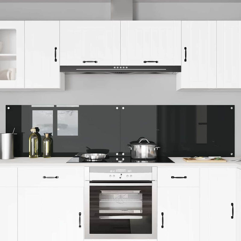 Load image into Gallery viewer, Vidaxl keuken spatscherm 2 pcs zwart 110 x 50 cm gehard glas