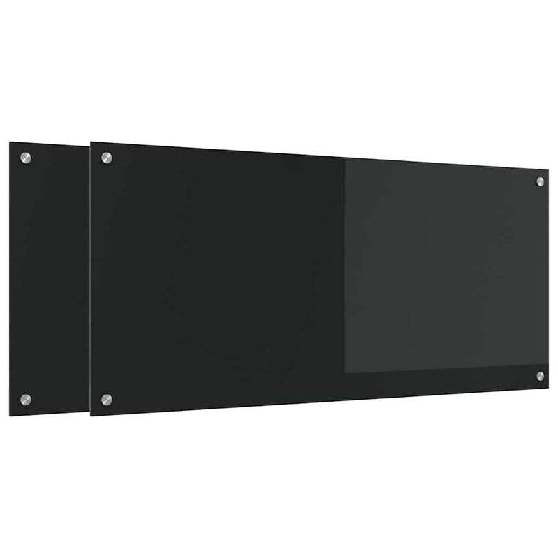 Load image into Gallery viewer, Vidaxl keuken spatscherm 2 pcs zwart 110 x 50 cm gehard glas