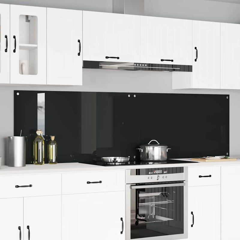 Load image into Gallery viewer, Vidaxl keuken spatscherm 2 pcs zwart 110 x 60 cm gehard glas