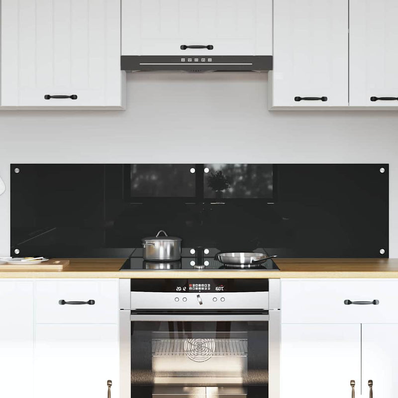 Load image into Gallery viewer, Vidaxl keuken achterwand 2 pcs zwart 80 x 40 cm gehard glas