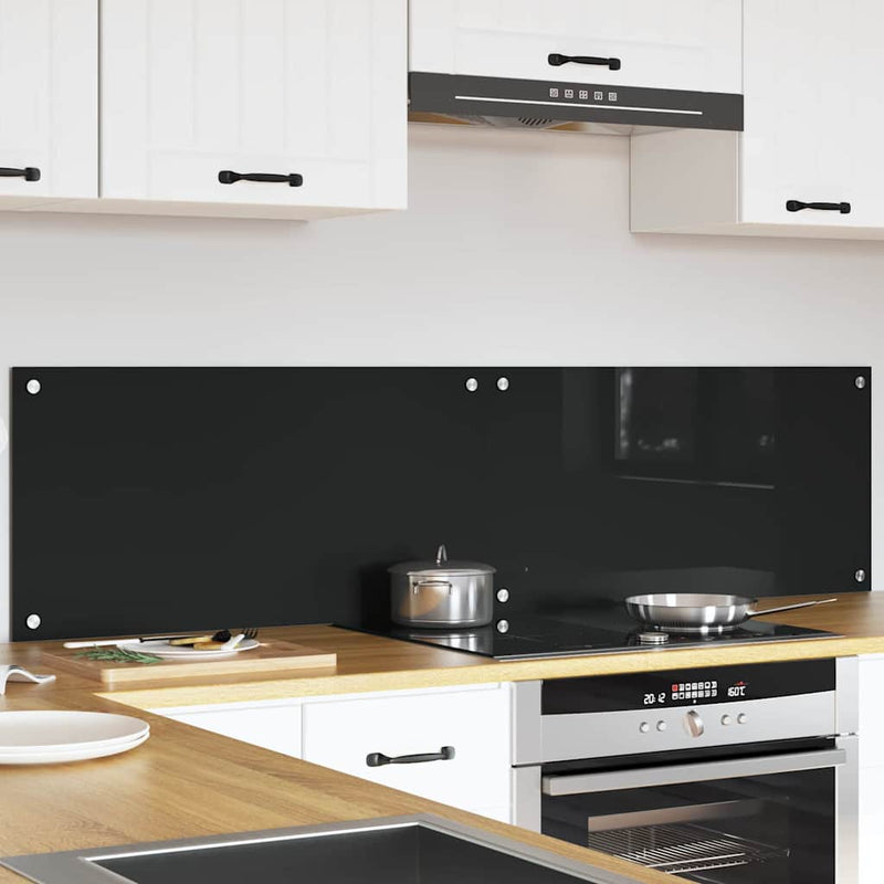 Load image into Gallery viewer, Vidaxl keuken achterwand 2 pcs zwart 80 x 40 cm gehard glas