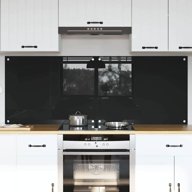 Load image into Gallery viewer, Vidaxl keuken achterwand 2 pcs zwart 80 x 60 cm gehard glas