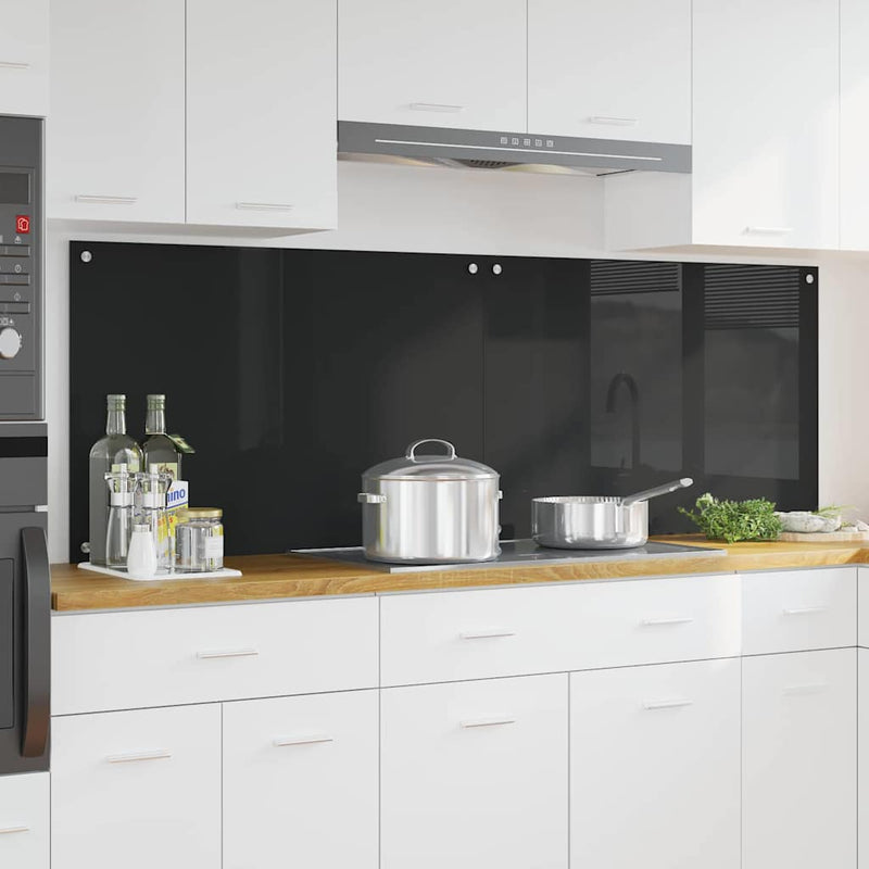 Load image into Gallery viewer, Vidaxl keuken achterwand 2 pcs zwart 90 x 60 cm gehard glas