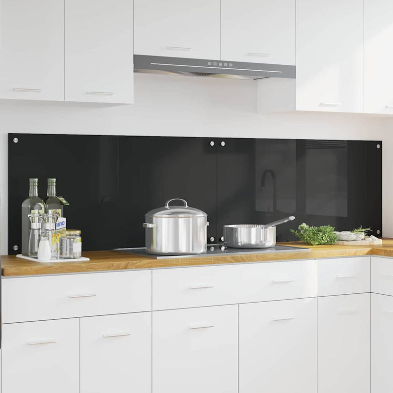 Load image into Gallery viewer, Vidaxl keuken achterwand 2 pcs zwart 100 x 50 cm gehard glas