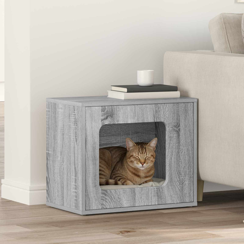Load image into Gallery viewer, Vidaxl kattenhuis grijs sonoma 51 x 30 x 42,5 cm bewerkt hout