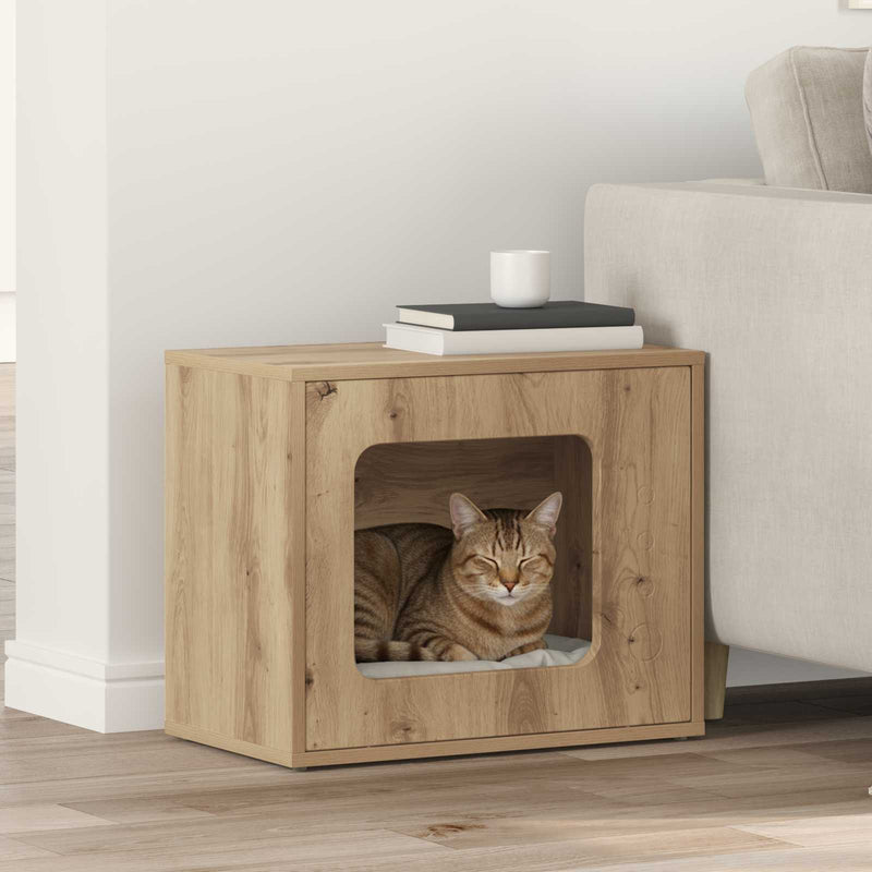 Load image into Gallery viewer, Vidaxl kattenhuis ambachtelijk eiken 51 x 30 x 42,5 cm bewerkt hout