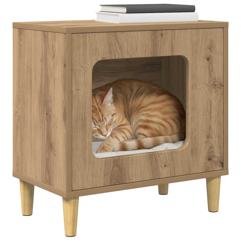 Load image into Gallery viewer, Vidaxl kattenhuis ambachtelijk eiken 51 x 30 x 52 cm bewerkt hout