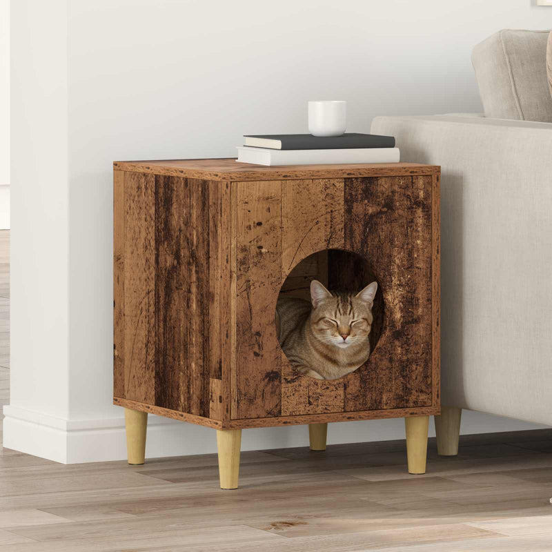 Load image into Gallery viewer, Vidaxl kattenhuis oudhout 42,5 x 40 x 53 cm bewerkt hout