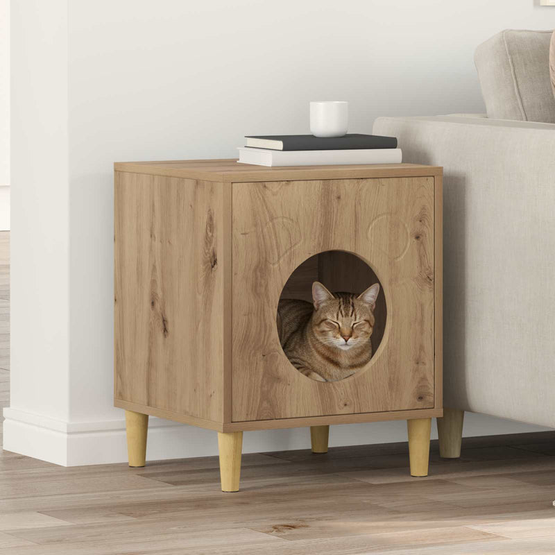 Load image into Gallery viewer, Vidaxl kattenhuis ambachtelijk eiken 42,5 x 40 x 53 cm bewerkt hout