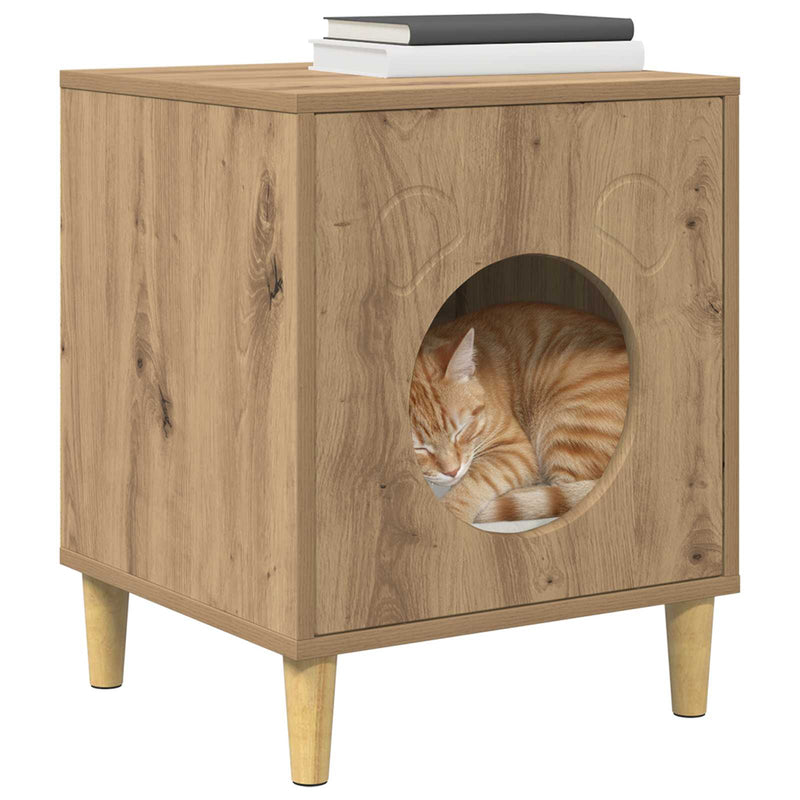 Load image into Gallery viewer, Vidaxl kattenhuis ambachtelijk eiken 42,5 x 40 x 53 cm bewerkt hout