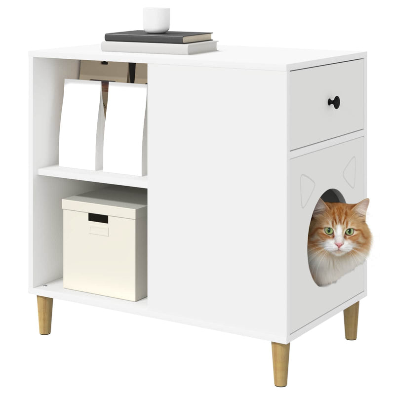 Load image into Gallery viewer, Vidaxl kattenhuis wit 72 x 42,5 x 70 cm bewerkt hout