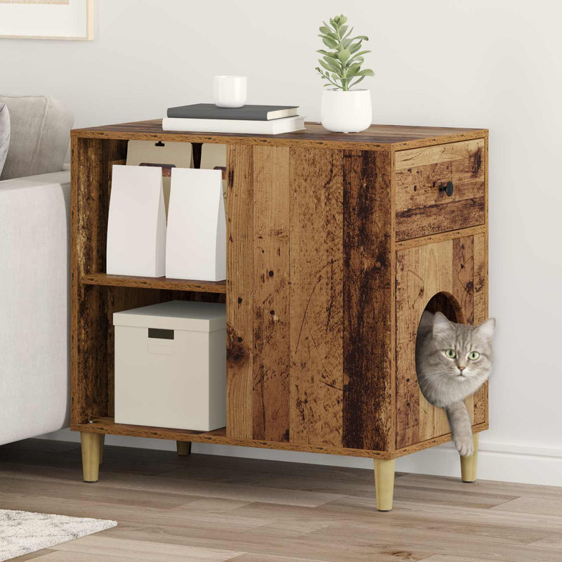 Load image into Gallery viewer, Vidaxl kattenhuis oudhout 72 x 42,5 x 70 cm bewerkt hout