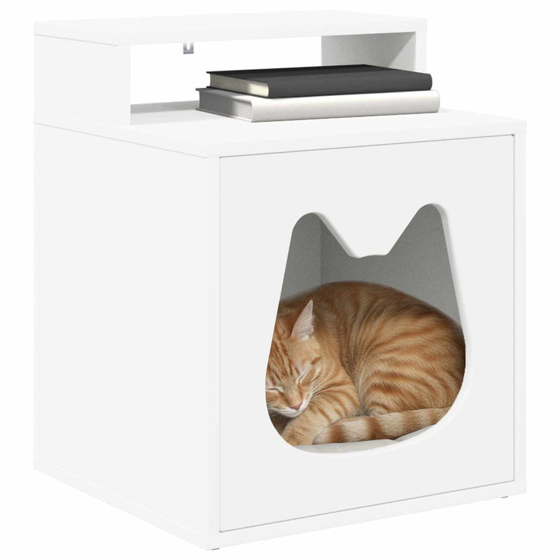 Load image into Gallery viewer, Vidaxl kattenhuis wit 42,5 x 40 x 53,5 cm bewerkt hout