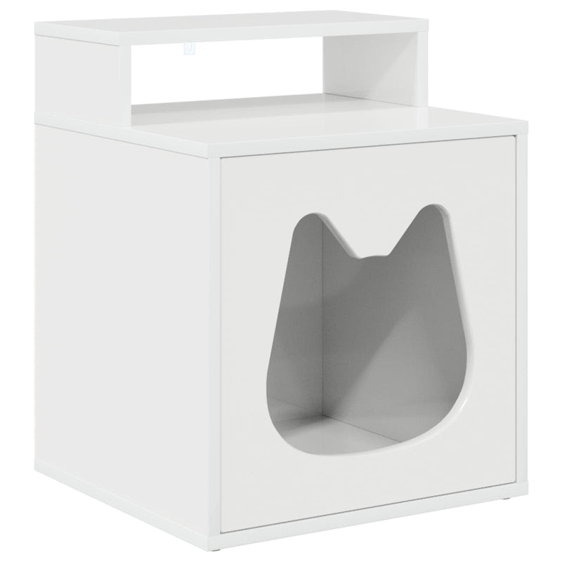 Load image into Gallery viewer, Vidaxl kattenhuis glanzend wit 42,5 x 40 x 53,5 cm bewerkt hout