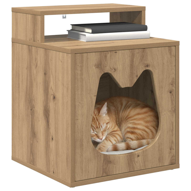 Load image into Gallery viewer, Vidaxl kattenhuis ambachtelijk eiken 42,5 x 40 x 53,5 cm bewerkt hout