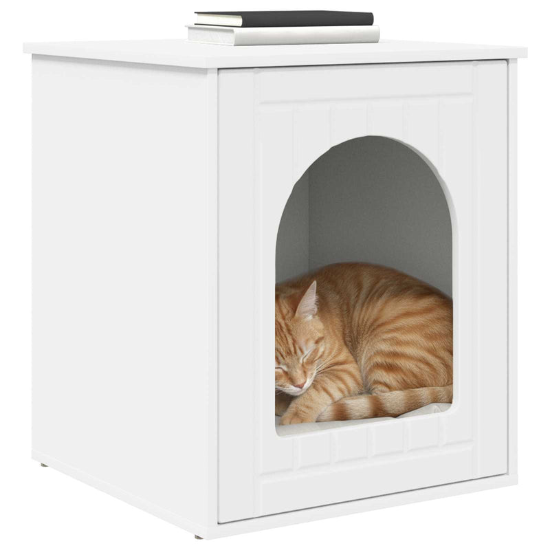Load image into Gallery viewer, Vidaxl kattenhuis wit 53 x 52 x 62 cm bewerkt hout