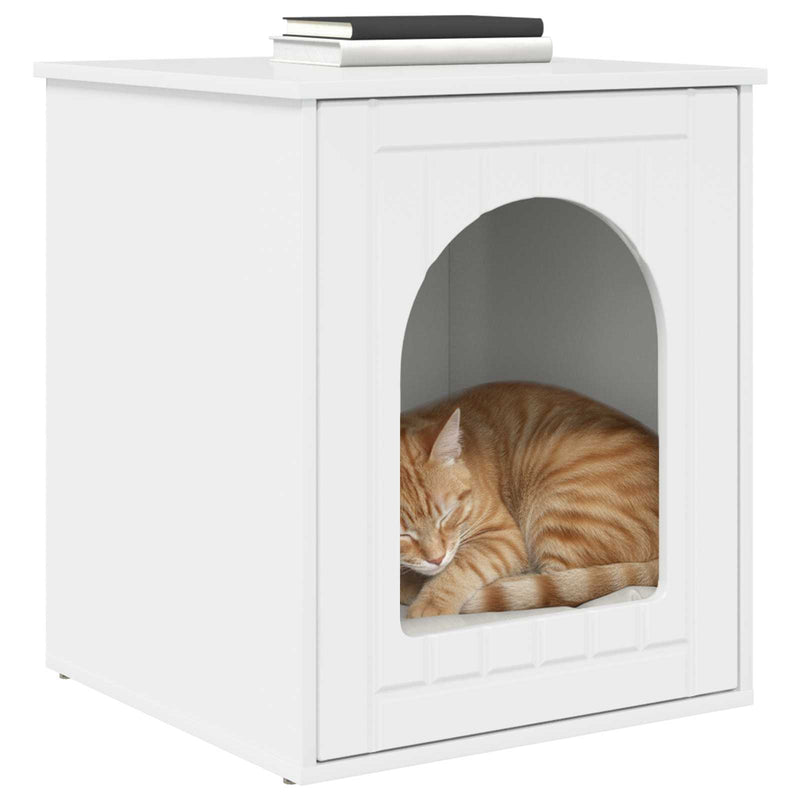 Load image into Gallery viewer, Vidaxl kattenhuis glanzend wit 53 x 52 x 62 cm bewerkt hout