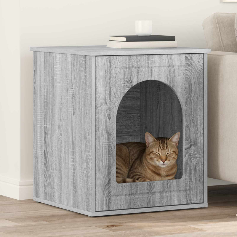 Load image into Gallery viewer, Vidaxl kattenhuis grijs sonoma 53 x 52 x 62 cm bewerkt hout