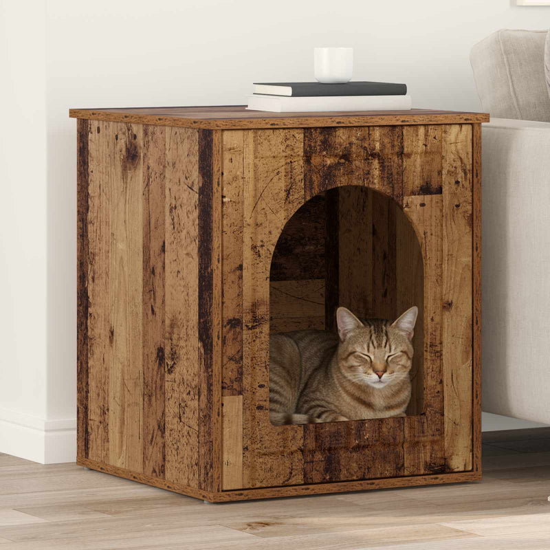 Load image into Gallery viewer, Vidaxl kattenhuis oudhout 53 x 52 x 62 cm bewerkt hout
