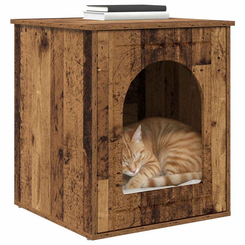 Load image into Gallery viewer, Vidaxl kattenhuis oudhout 53 x 52 x 62 cm bewerkt hout