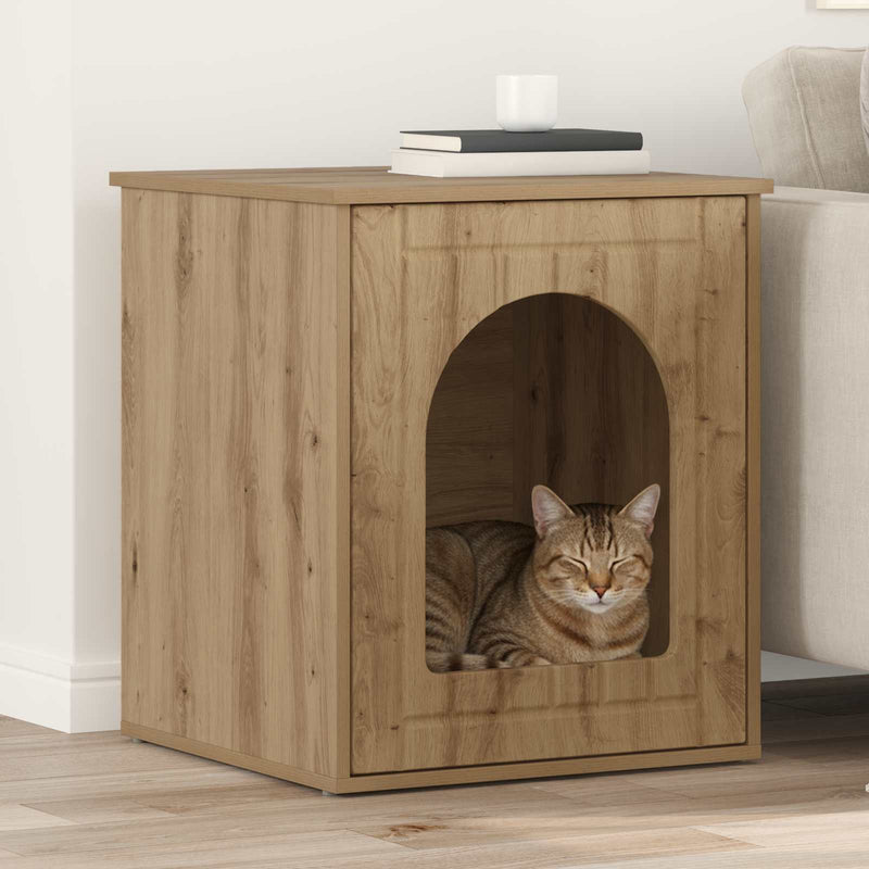 Load image into Gallery viewer, Vidaxl kattenhuis ambachtelijk eiken 53 x 52 x 62 cm bewerkt hout