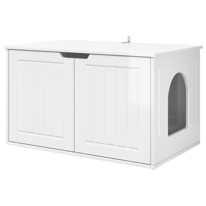 Load image into Gallery viewer, Vidaxl kattenhuis glanzend wit 85 x 55 x 50,5 cm bewerkt hout