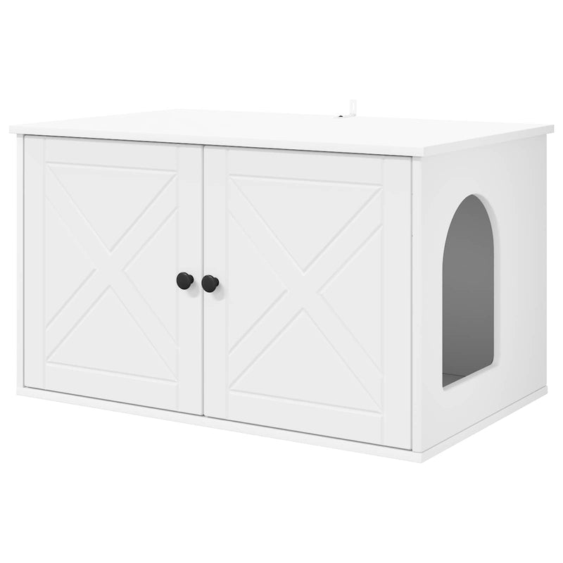 Load image into Gallery viewer, Vidaxl kattenhuis wit 85 x 55 x 50,5 cm bewerkt hout