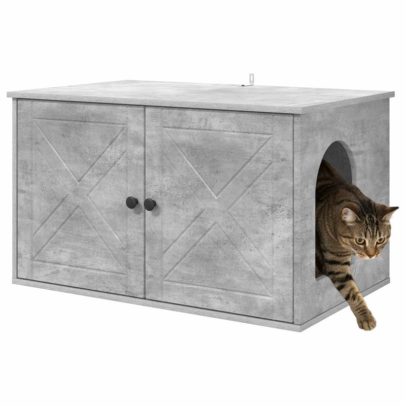 Load image into Gallery viewer, Vidaxl kattenhuis beton 85 x 55 x 50 cm bewerkt hout