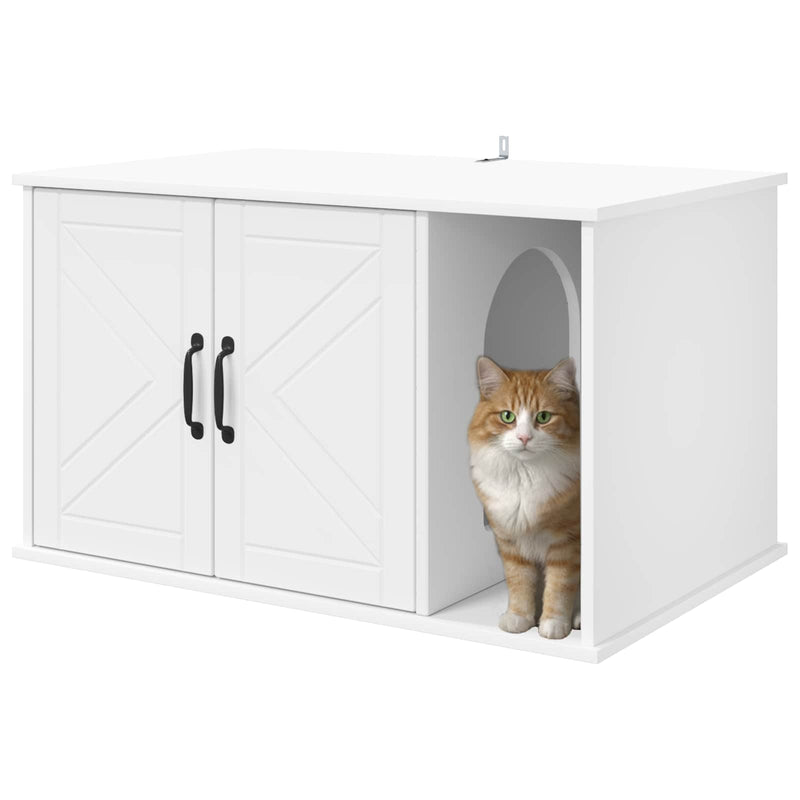 Load image into Gallery viewer, Vidaxl kattenhuis wit 85 x 55 x 50 cm bewerkt hout