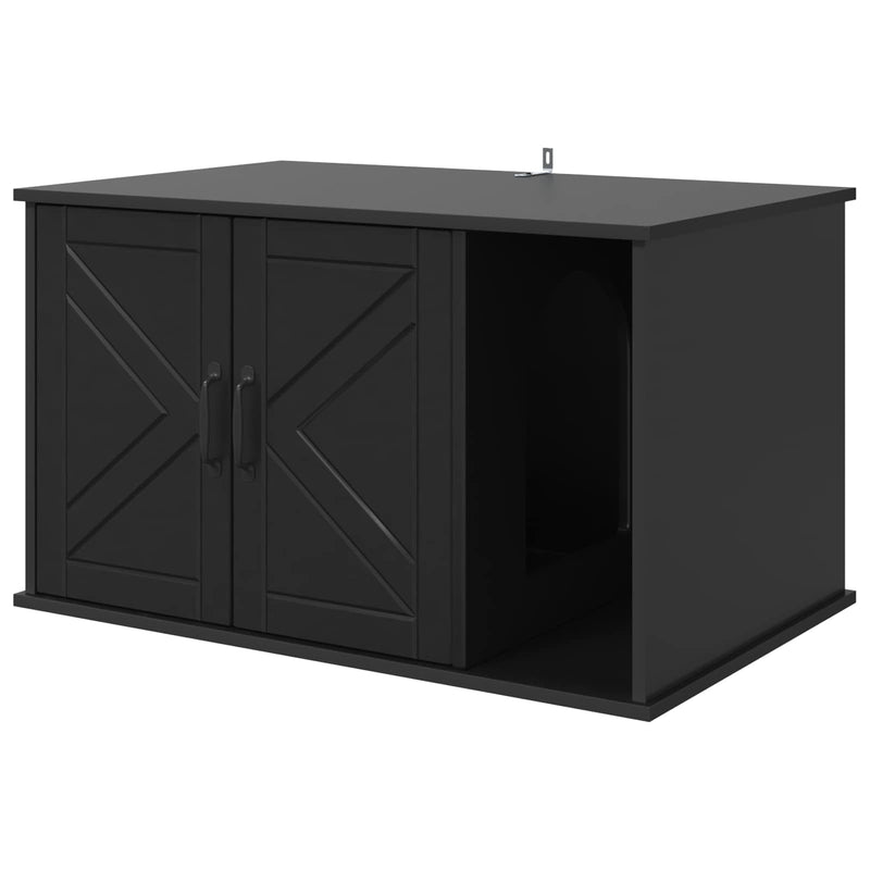Load image into Gallery viewer, Vidaxl kattenhuis zwart 85 x 55 x 50 cm bewerkt hout