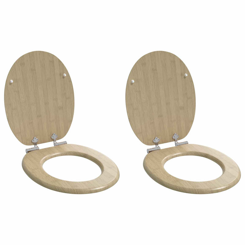 Load image into Gallery viewer, Vidaxl zachte sluit toiletbril 2 pcs lichte bamboekleur 44 x 38 cm