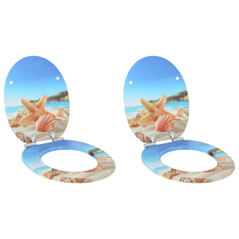 Load image into Gallery viewer, Vidaxl zachte sluit toiletbril 2 pcs zee schelp 44 x 38 cm mdf-plaat